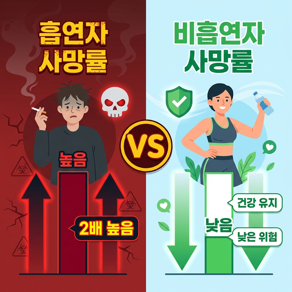 흡연자 사망률 2-3배 높음
